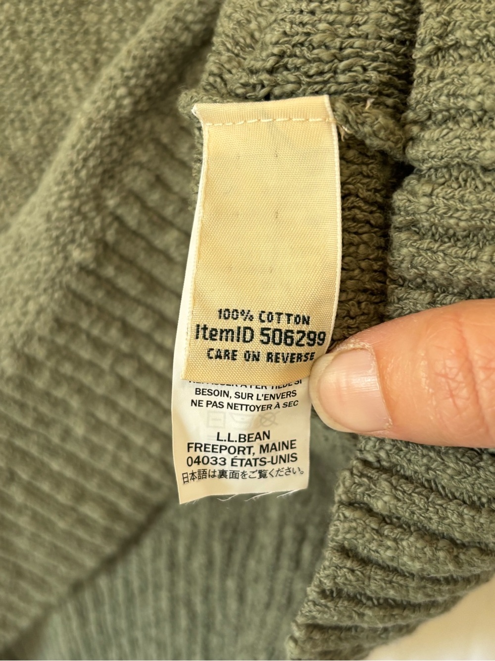 LL Bean Cotton Slub Sweater Rollover Collar Crewneck Sweater Sz Large - Picture 7 of 9
